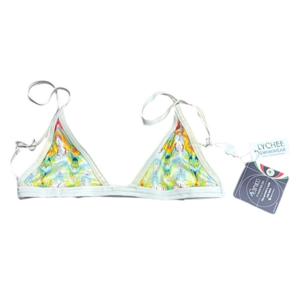 Lychee Swimwear White Multi Color Bikini Top